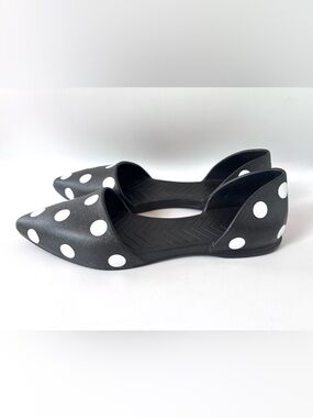 Native Audrey Shoes Pointed Toe Flats in Black with White Polka Dots Size 7 EUC
